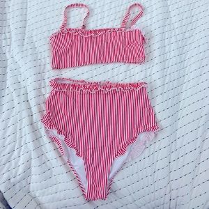 NEW W/ TAGS. Cupshe ruffle striped high waisted bikini. Size M.